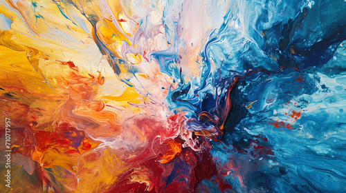 An oil picture with an abstract background, where paints dance around each other, creating a uniqu