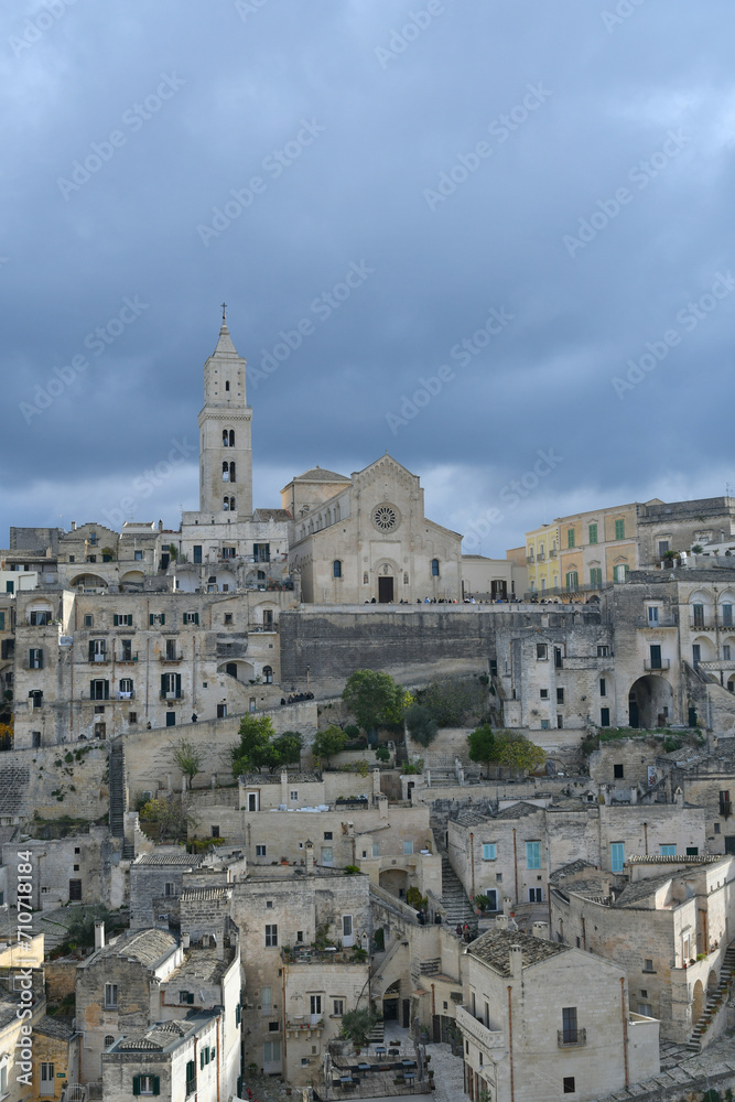 Panoramic view of Matera, an ancient city in Basilicata in Italy.