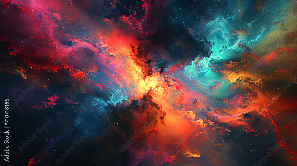 Colorful fractals that create a feeling of endless cosmic open spaces and fantastic galaxies - obrazy, fototapety, plakaty 
