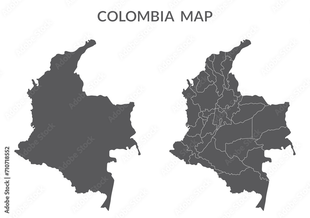 Colombia map. Map of Colombia in set