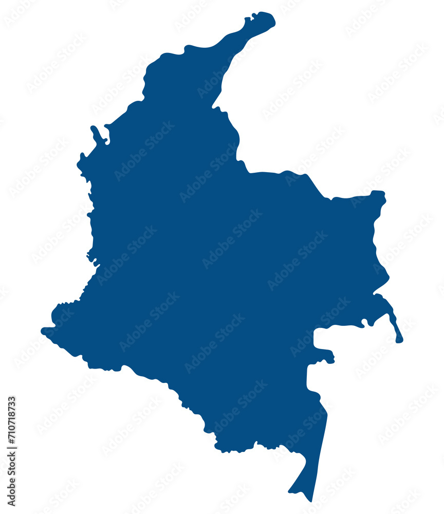 Colombia map. Map of Colombia in blue color Colombia map. Map of Colombia in blue color