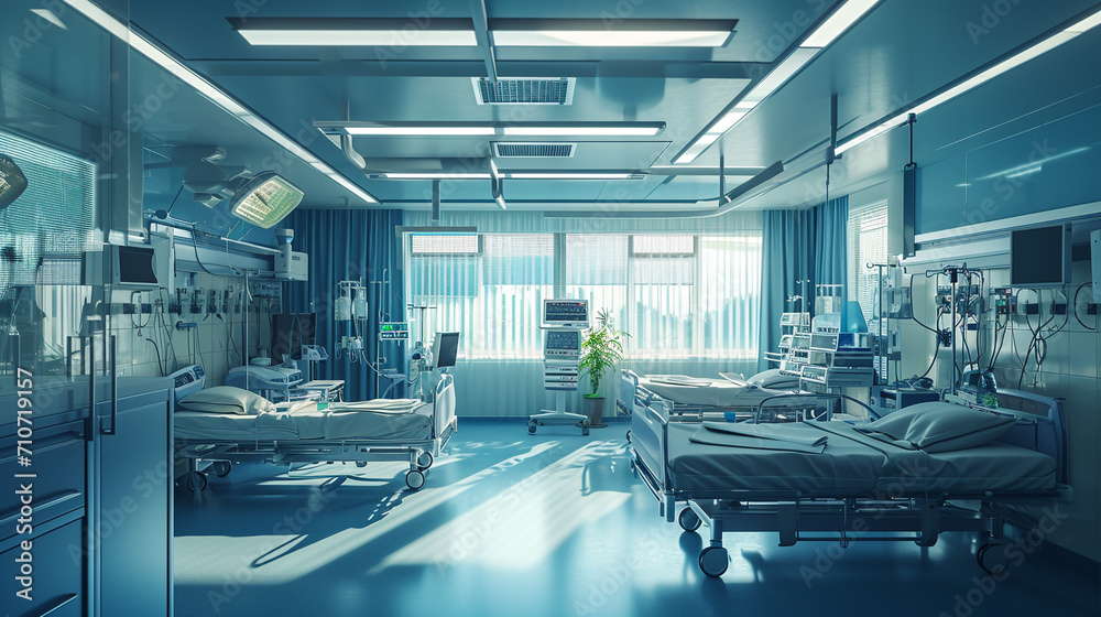 Modern hospital wards with the latest medical equipment, and modern medicine. Futurist. - obrazy, fototapety, plakaty 