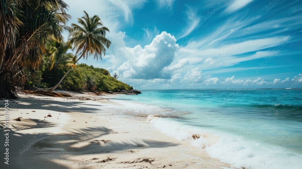tropical beach background, Advertisement, Print media, Illustration, Banner, for website, copy space, for word, template, presentation, travel, recreation. tropical beach background, Advertisement, Print media, Illustration, Banner, for website, copy space, for word, template, presentation, travel, recreation.