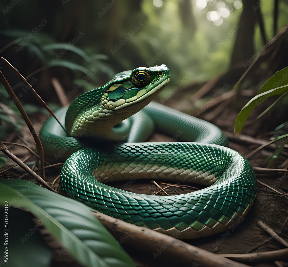 Black snake with white ring in the dark, mangrove snake, Agressive ...