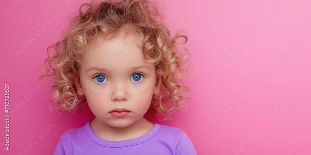 Gesicht eines süßen kleinen Mädchen mit bunten Hintergrund als Nahaufnahme Gesicht eines süßen kleinen Mädchen mit bunten Hintergrund als Nahaufnahme