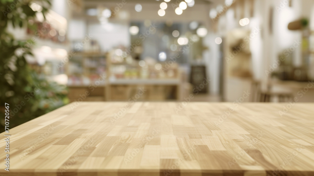 empty wooden table top and blur of room on a blur pet shop decoration background. AI Generative empty wooden table top and blur of room on a blur pet shop decoration background. AI Generative