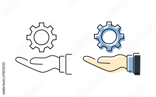 Gear mechanic's badge. Pin. vector. Optimization of the search engine. An element of graphic design. on a white background.