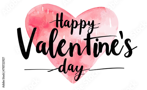 Happy Valentine's Day watercolor vector illustration, Valentine's Day heart shape, confession, couple blessing