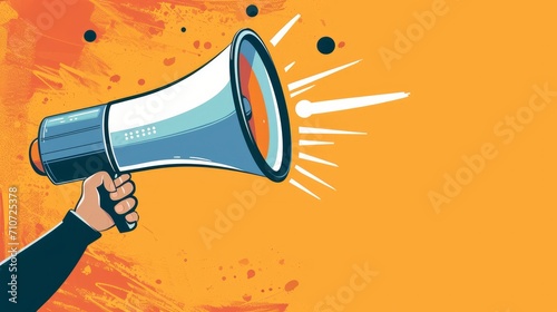 Illustration of hand holding megaphone marketing and sales concept background 