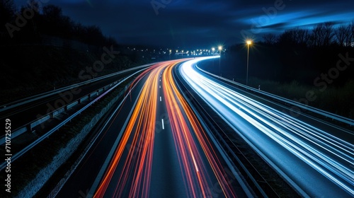lights of cars driving at night. long exposure 