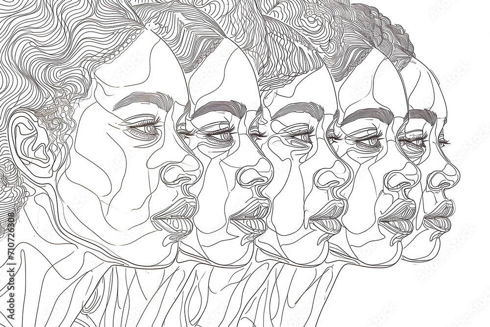 Concept for black history month, line art illustration of African American people. Concept for black history month, line art illustration of African American people.