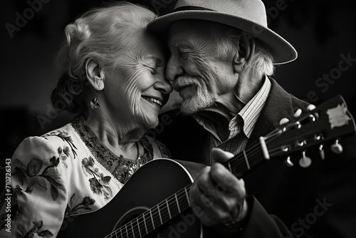 An elderly couple sharing their love story through a series of duets photo