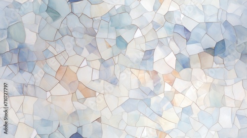  a close up of a wall made up of small blue and white squares of different shades of blue and white.