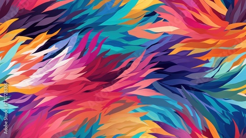  a colorful background with lots of different colored feathers on top of a white background with blue, red, orange, and pink feathers.