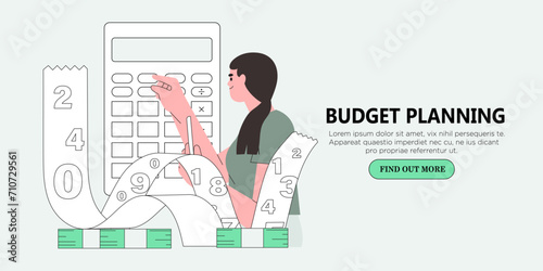 Character preparing documents for tax calculation, making income tax return and calculating business invoices. Taxation concept. Online accountant service for business.