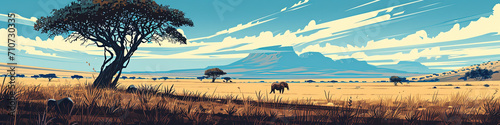 Serengeti Serenity - Ultradetailed Illustration for Banners, Covers, and More © Yannick