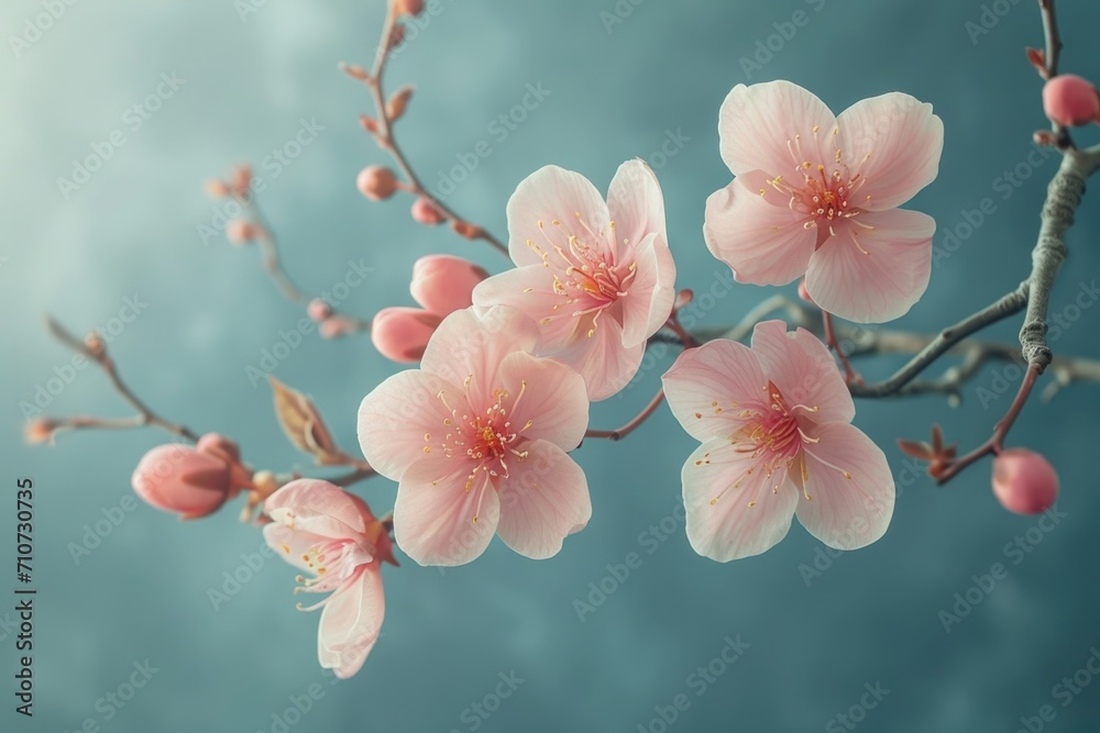cherry blossom flower with filter effect retro vintage style and soft focus