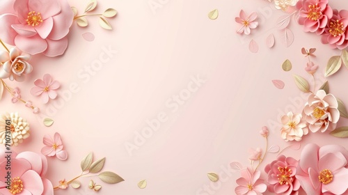 Cute floral frame background with copy space