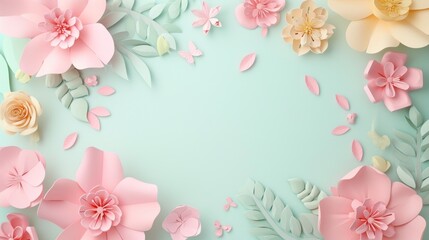 Cute floral frame background with copy space