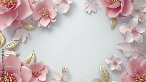 Cute floral frame background with copy space