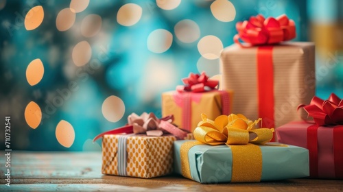 Wrapped presents and gift bags create a sense of anticipation and delight wit...