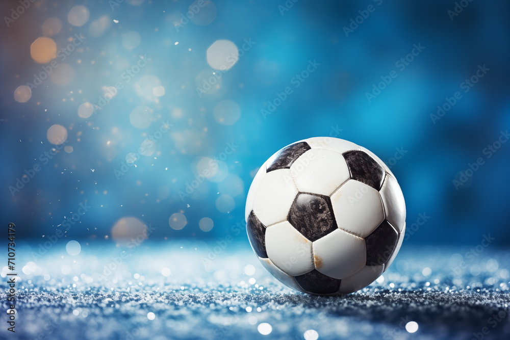 Obraz premium Soccer Ball on Stadium Background in Soccer Field