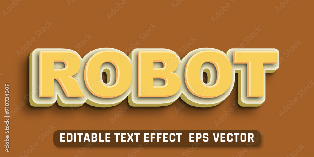 Robot yellow color Editable 3d Text effect eps vactor Robot yellow color Editable 3d Text effect eps vactor