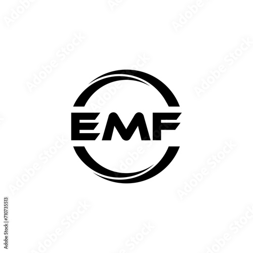 EMF letter logo design with white background in illustrator, cube logo, vector logo, modern alphabet font overlap style. calligraphy designs for logo, Poster, Invitation, etc.