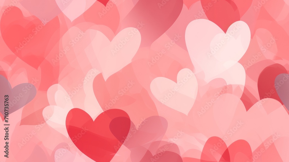 a bunch of red and white hearts floating in the air with a blurry background of red, white, and pink hearts. a bunch of red and white hearts floating in the air with a blurry background of red, white, and pink hearts.
