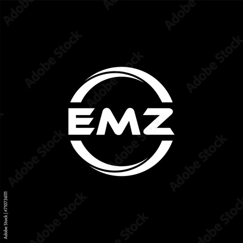 EMZ letter logo design with black background in illustrator  cube logo  vector logo  modern alphabet font overlap style. calligraphy designs for logo  Poster  Invitation  etc.