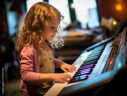 little girl playing piano