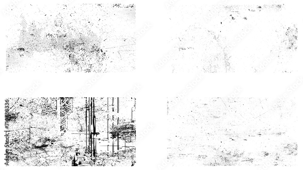 Grunge Textures Set. Collection of distressed overlay textures. Vector distress overlay textures.