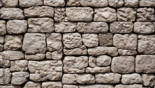 Empty Stone wall background, monochrome square uneven bricks