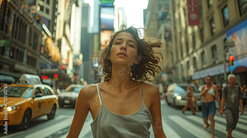 City Oasis: A dancer lost in the rhythm of the bustling city street on a hot summer day, her movements blending with the flow of pedestrians and traffic.  © maxwellmonty