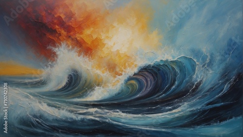 background with clou Waves in the ocean 