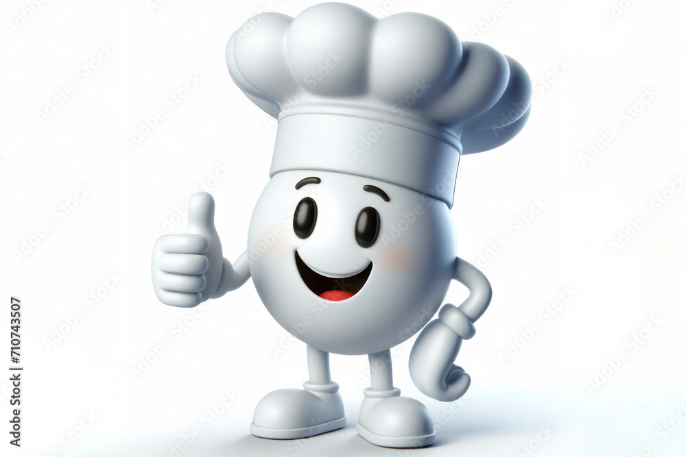 3d smiling chef hat character on a white background. ai generative 3d smiling chef hat character on a white background. ai generative