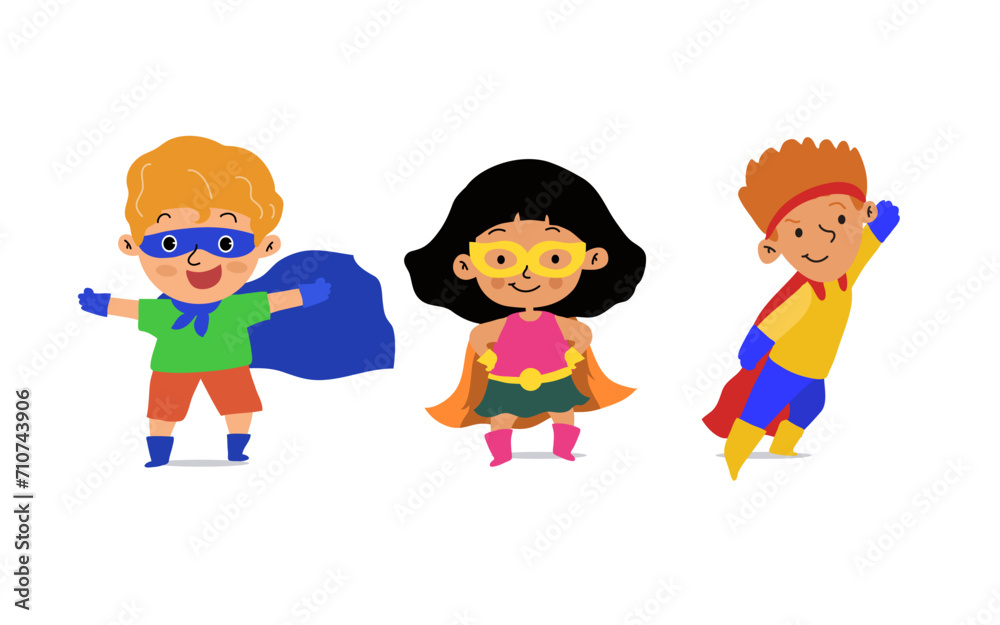 Pack of kids dressed as superheroes