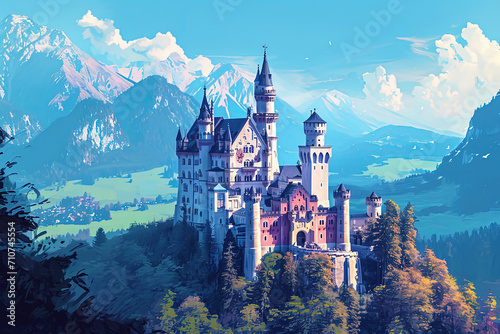 Neuschwanstein Dreams - Ultradetailed Illustration for Banners, Covers, and More