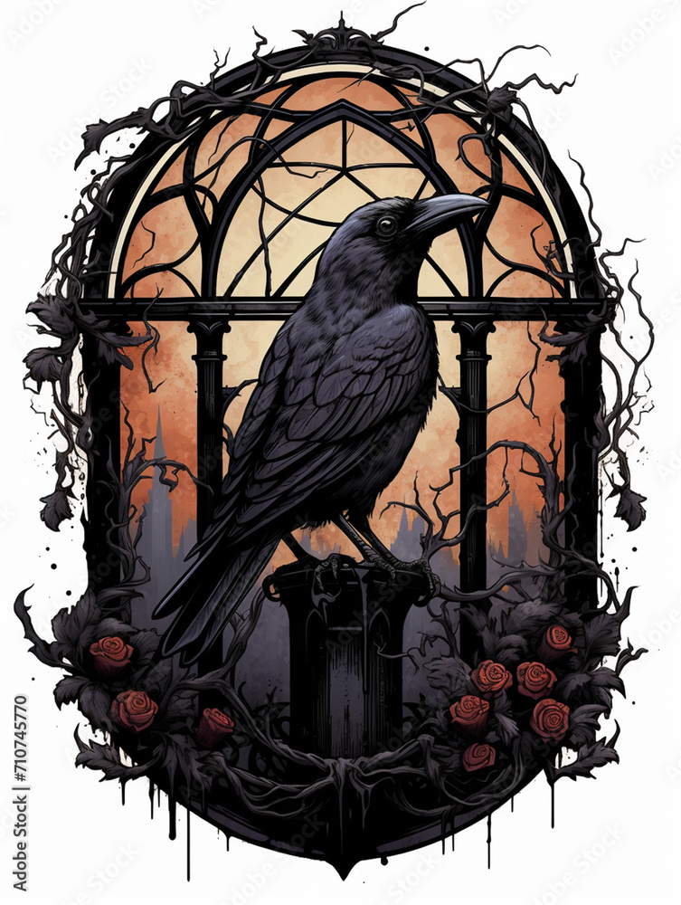 beautiful water color crow and death created with Generative Ai beautiful water color crow and death created with Generative Ai
