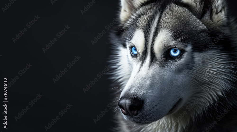 Blue-eyed Siberian Husky - Close-up of a Mesmerizing Gaze