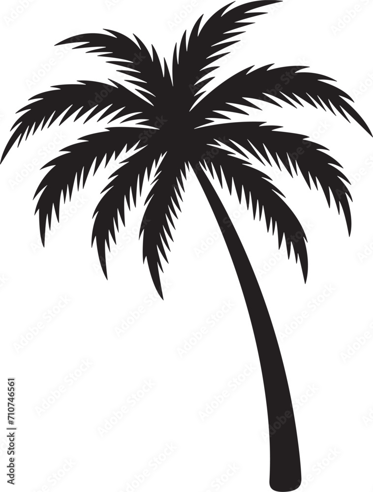 Palm tree silhouette vector illustration on a white background Palm tree silhouette vector illustration on a white background