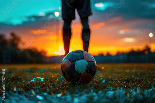 Football or Soccer player at championship match. Generative AI