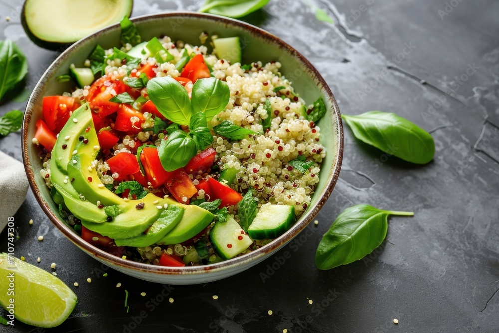 quinoa salad with red and green vegetables quinoa salad with red and green vegetables