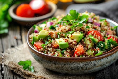 quinoa salad with red and green vegetables