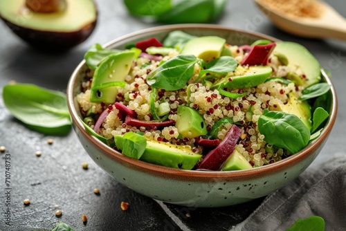 quinoa salad with red and green vegetables