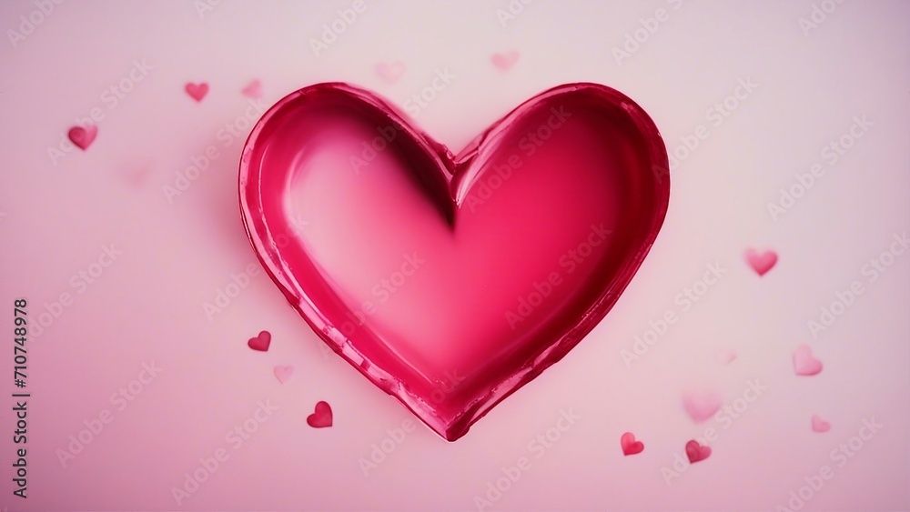 pink valentine background A heart painted with watercolors in different tones of red and pink.  