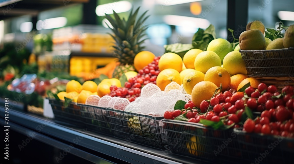  a display in a grocery store filled with lots of different types of fruits and veggies to choose from.