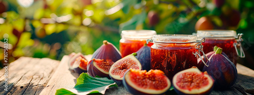fig jam in a jar. Selective focus. photo