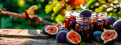 fig jam in a jar. Selective focus. photo