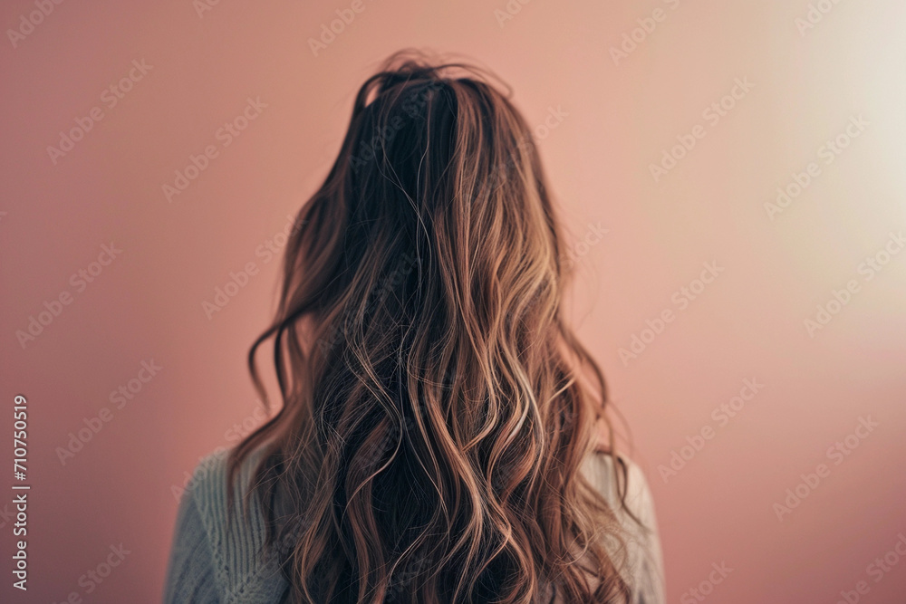 Fototapeta premium A woman's hair back on plain background